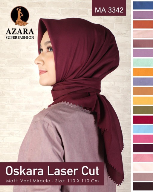 Grosir Hijab Azara Scarf Oskara Lc Murah Jilbab Segi Empat Voal Polos Laser Cut Segi 4 Termurah-8
