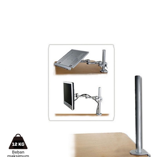 Bracket Meja LCD LED TV LINDY Desk Clamp Pole, Silver 450mm - 40692