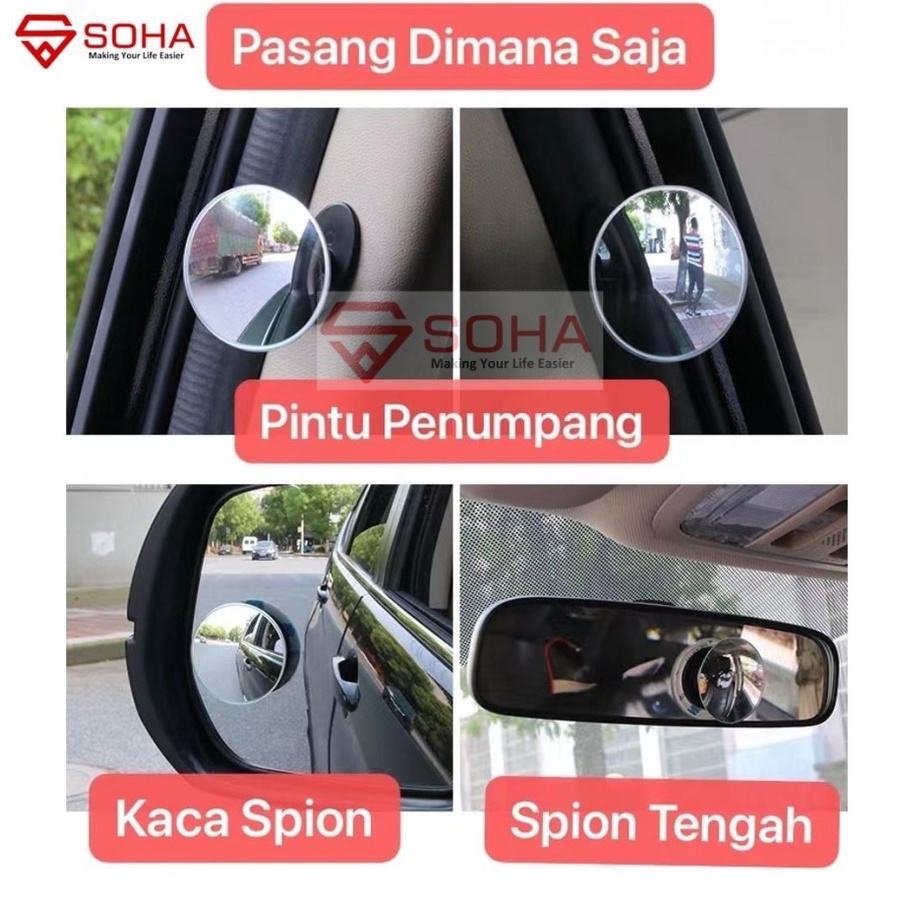 AM-22 Kaca Spion Seat Penumpang 2 Fungsi Car Wide Blind Spot Mirror