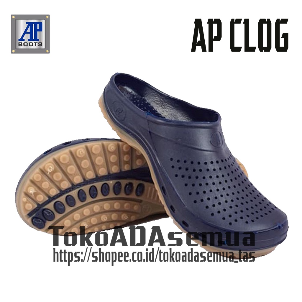 AP Clogs Navy Hitam Cokelat AP Boots Sendal Pria Casual Anti Air Anti Slip Size 37 s/d 42