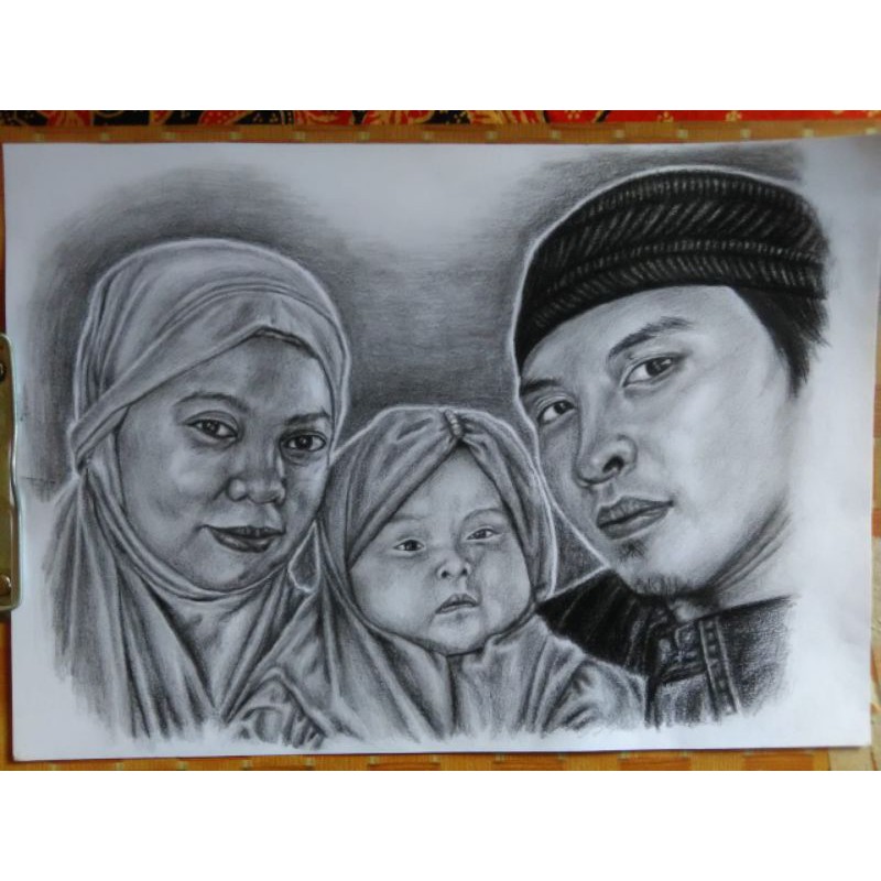 lukisan wajah hitam putih