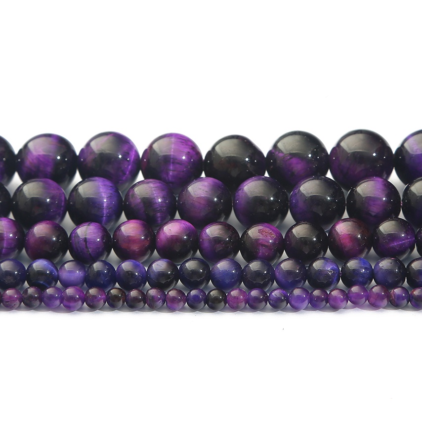 32-89 pcs Natural Purple Tiger Eye 4/6/8/10/12 MM Dipilih Batu Alam Bulat Beads Untuk Membuat Perhiasan Massal 38 CM/Strand