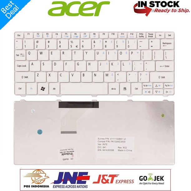 Keyboard Acer Aspire One Happy 532h D255 D257 D260 D270 522 Putih