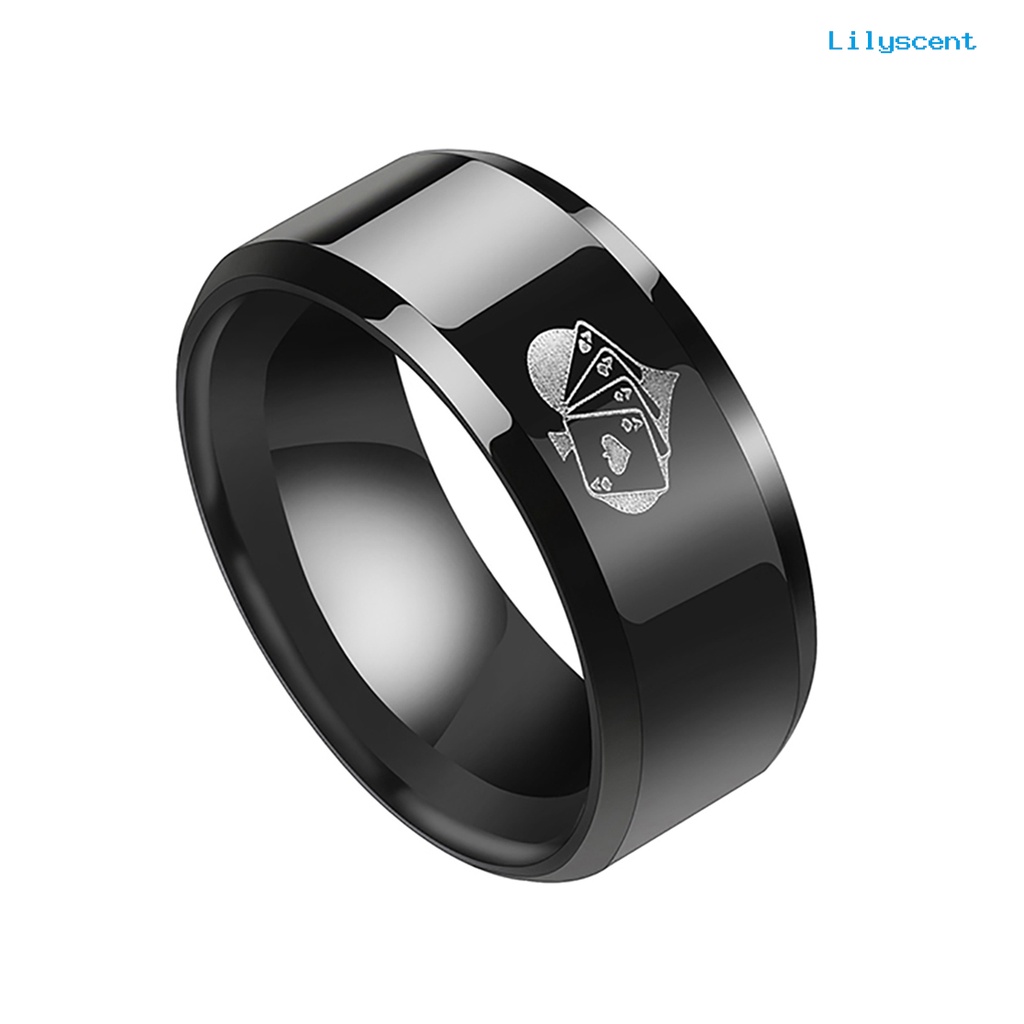 Ls Cincin Motif Kartu Remi Sekop Hati Bahan Alloy Warna Hitam Untuk Wanitaclub