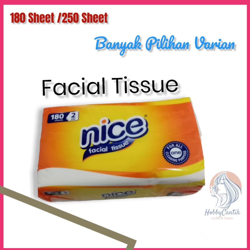 tisu   facial tissue   tisu wajah nice 250 sheet 2ply