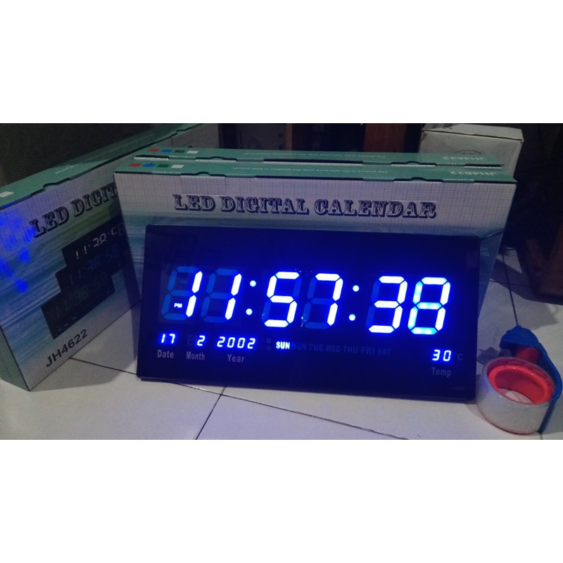 Jam Dinding Digital Led Biru JH 4622 Jam Ukuran Besar Biru