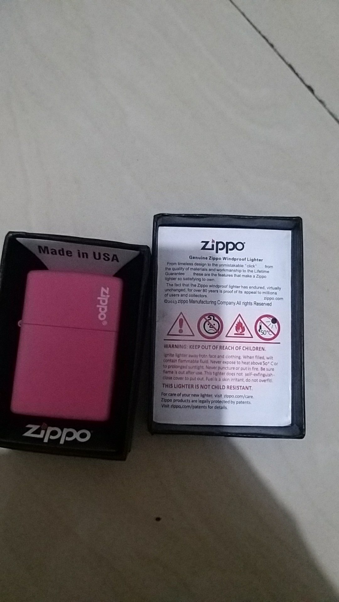 Zippo Matte Warna Pink Grade Ori