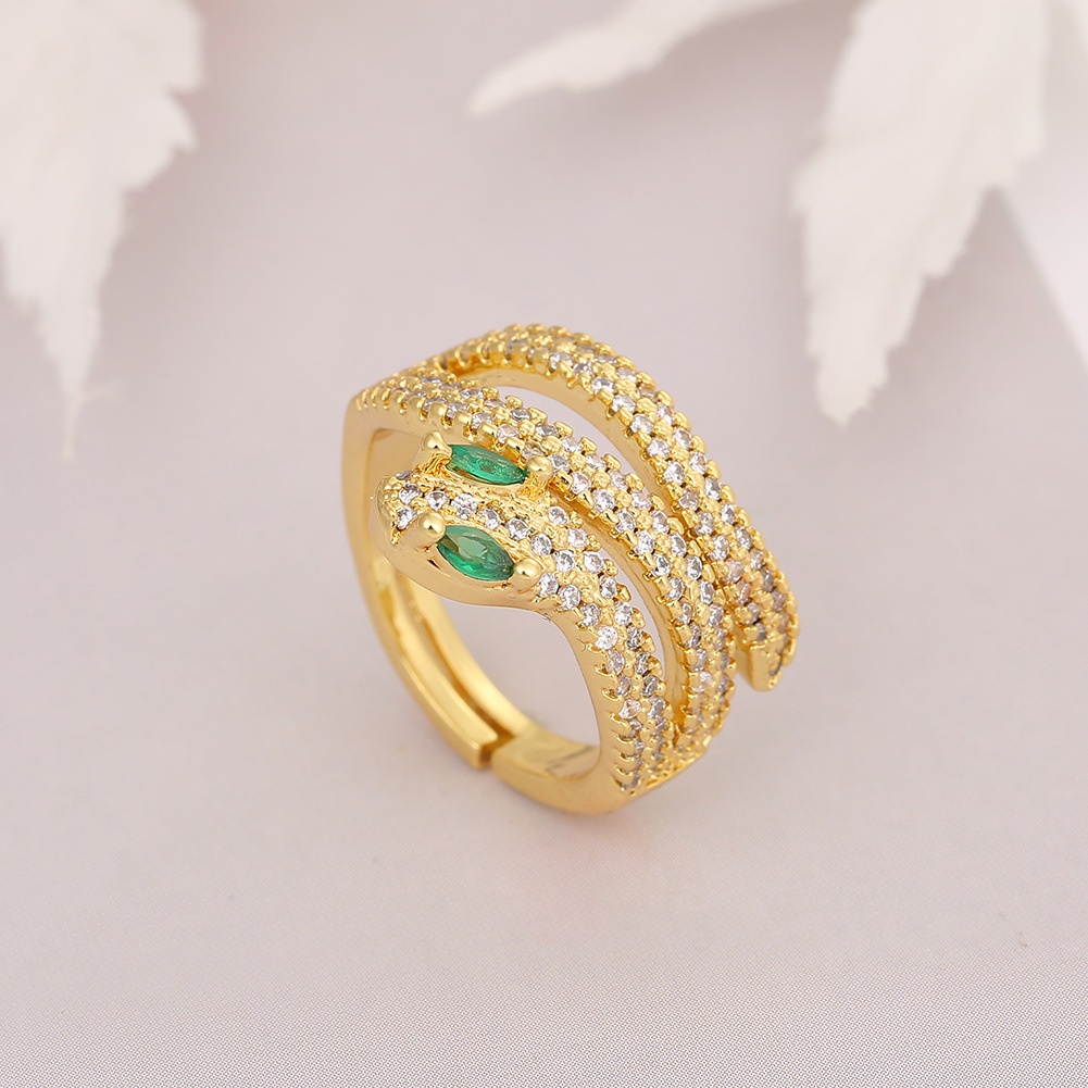 Baru Geometris Multi-lapisan cincin ular Open-end kepribadian cincin wanita