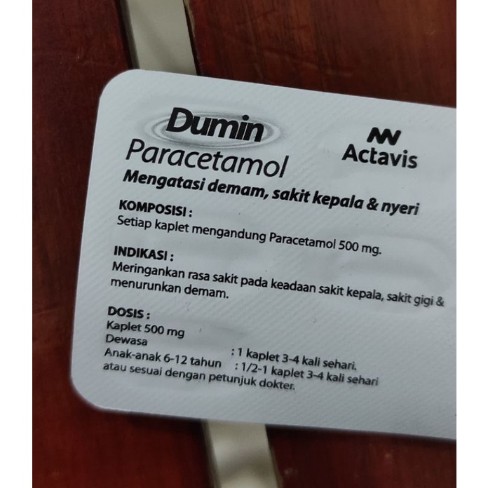 Dumin 10 Kaplet / Paracetamol 500 Mg / Pereda Nyeri / Sakit Kepala / Demam