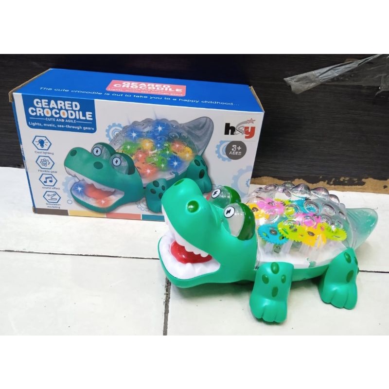 Mainan Buaya  Transparan Gear Ada Music And Lampu