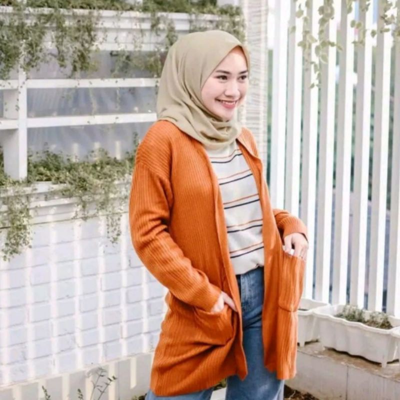 Long cardigan | Cardigan rajut panjang | Long cardy-Coral
