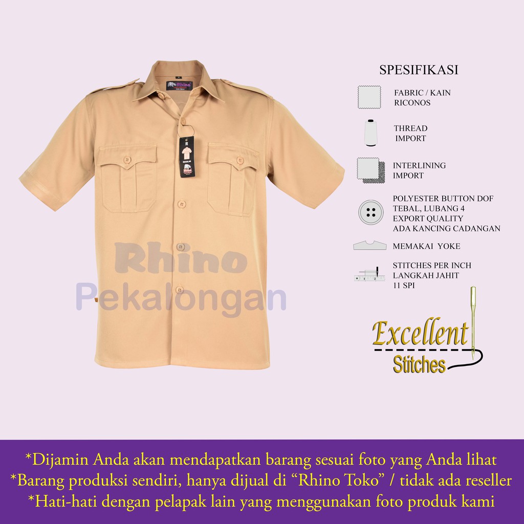 Rhino Seragam Pramuka Baju Harian Pembina Andalan Dan Anggota Majelis Pembimbing Putra Riconos