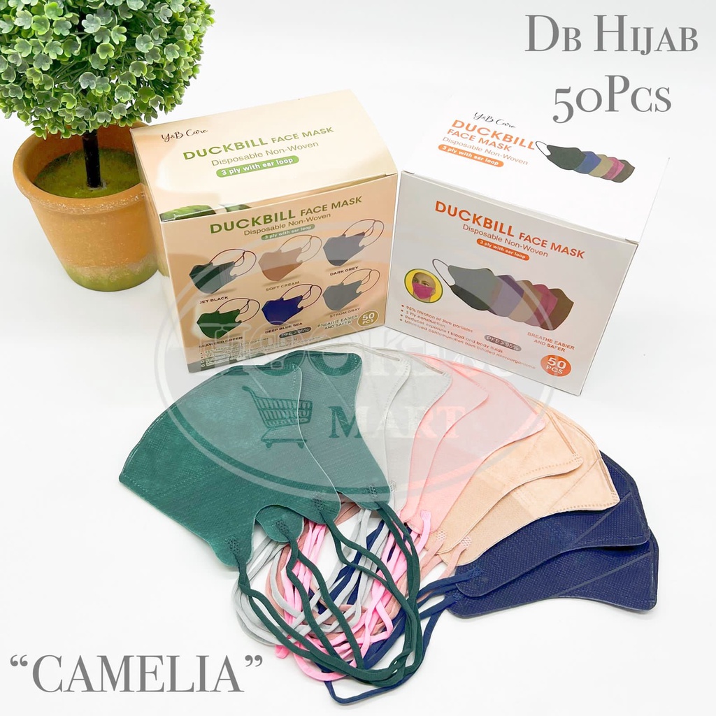 Masker Duckbill Hijab / Duckbill Earloop 4Ply Garis Terbaru