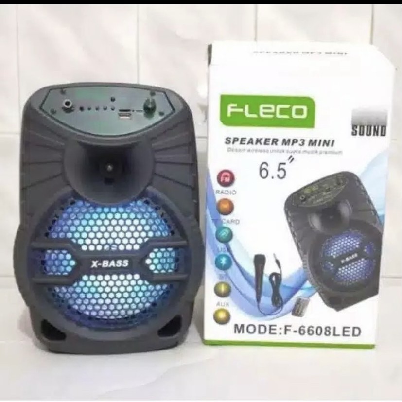 COD Speaker Bluetooth Salon Aktif Fleco 6'5 Inch F-6608 Bonus Mic/Speaker Karaoke Fleco 6.5 Inch