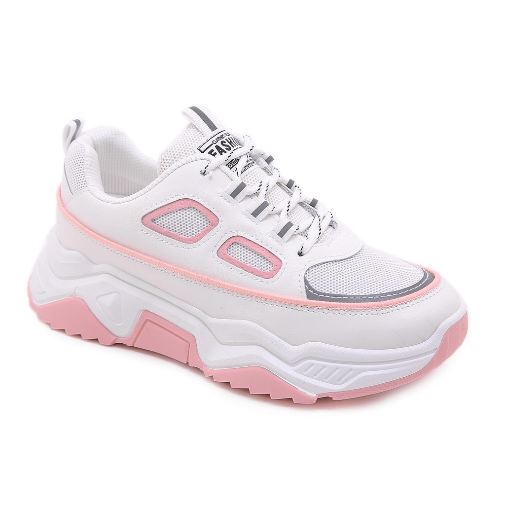 PVN Sepatu  Wanita  Sneakers Tali  Putih Sport  Shoes 058 