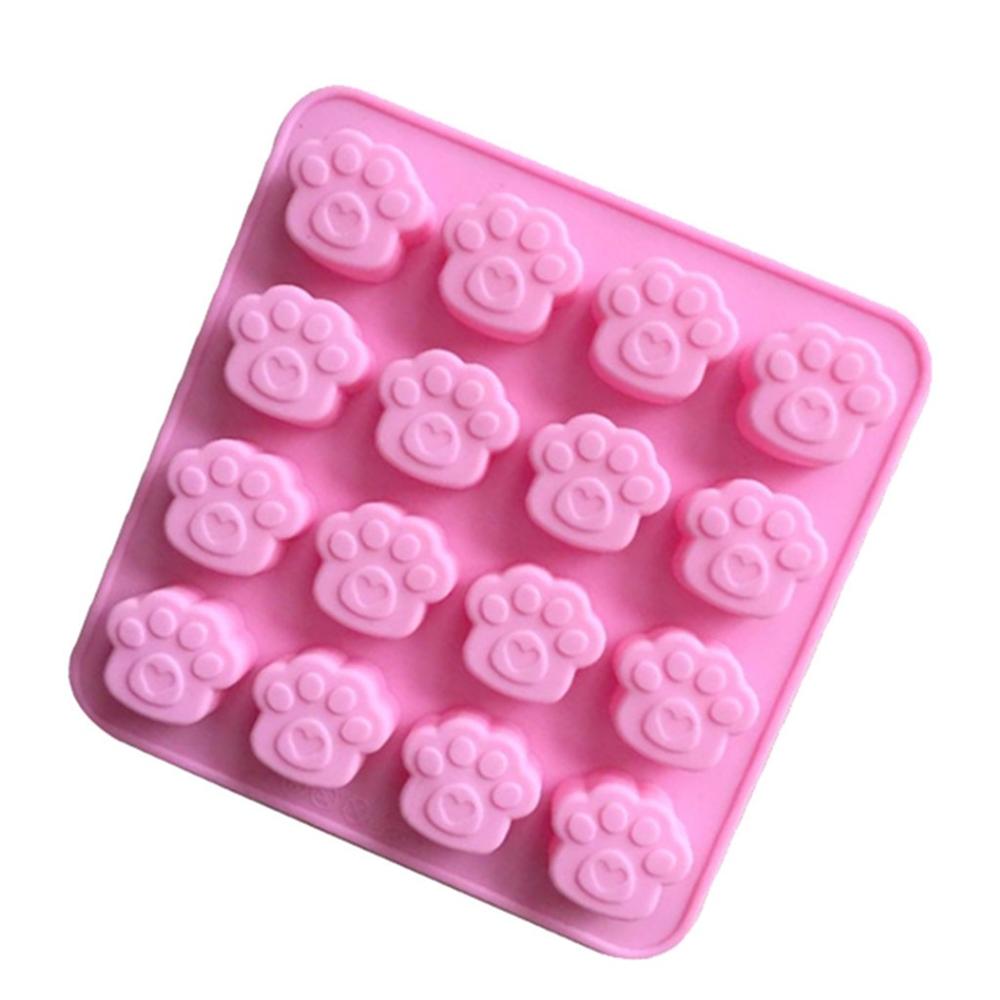 16 holes Pink Pet Cat Dog Paws Silicone Mold / Silicone Cat Dog Paws Molds /Non-stick Ice Cube Mould / Candy Baking Mold / Cake Decorative Tools Cookie Chocolate Mould