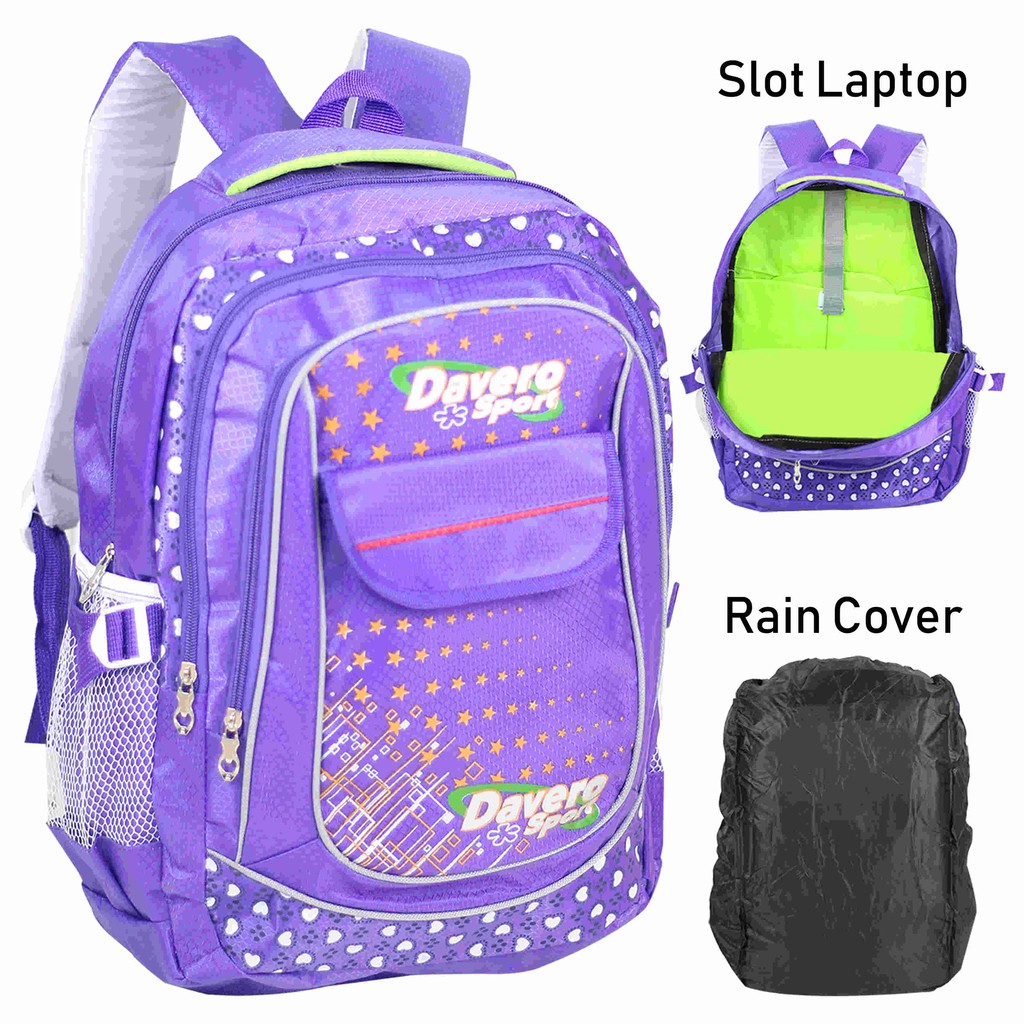 Tas Ransel Davero Sport Ungu Backpack Sekolah Les Piknik Bagus Multifungsi