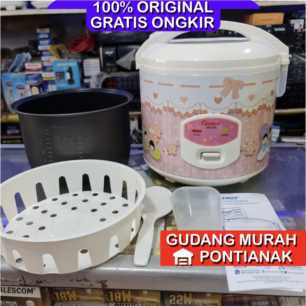 Ricecooker Cosmos 2 Liter CRJ 3232 Memasak sekaligus menghangatkan magicom serbaguna