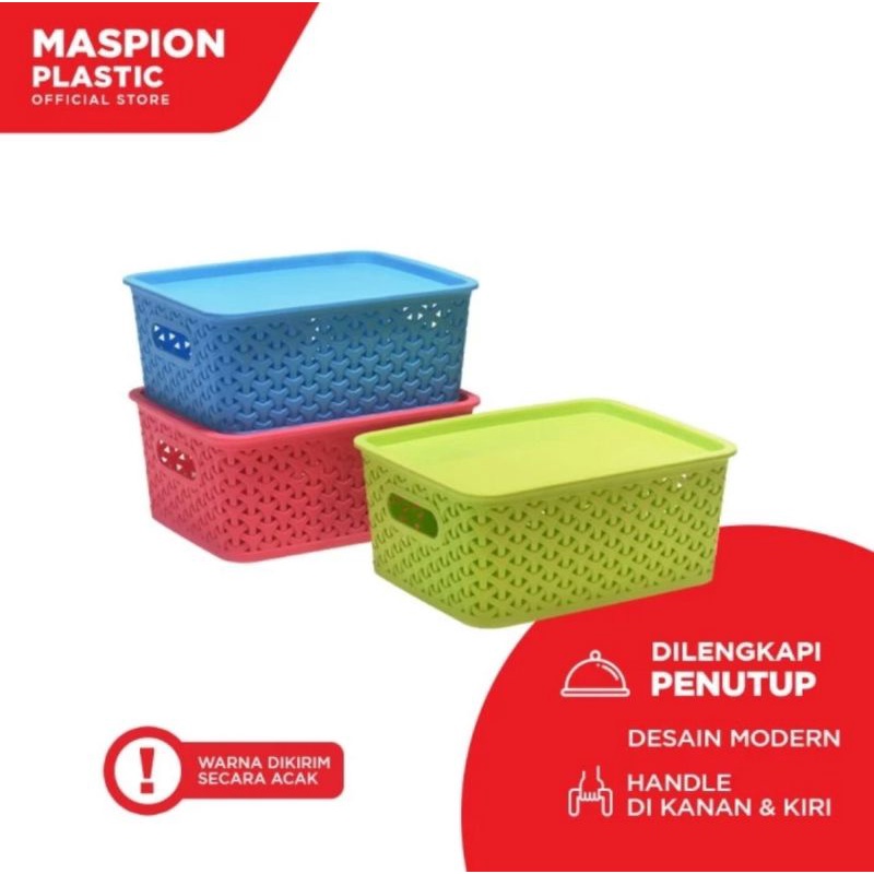 Maspion Keranjang Serbaguna Small + Tutup Trissa Basket S 3.7 + Tutup