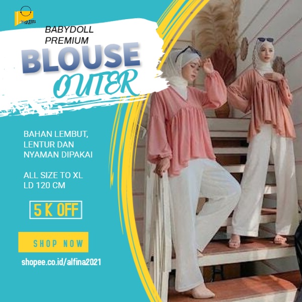 Baju Muslim atasan Blouse Outer Dealova