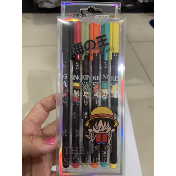 

MURAH pulpen one piece luffy sanji zoro usop Gel Pen Aodemei One Piece Body Black Isi 6pcs