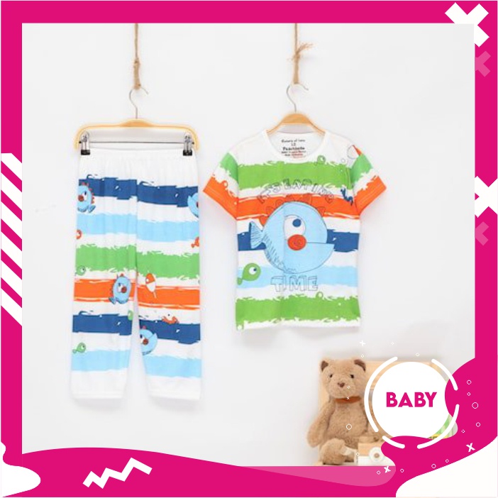 Setelan piyama koas anak baju tidur cewek cowok unyu full print motif ikan lucu one set pakaian sant