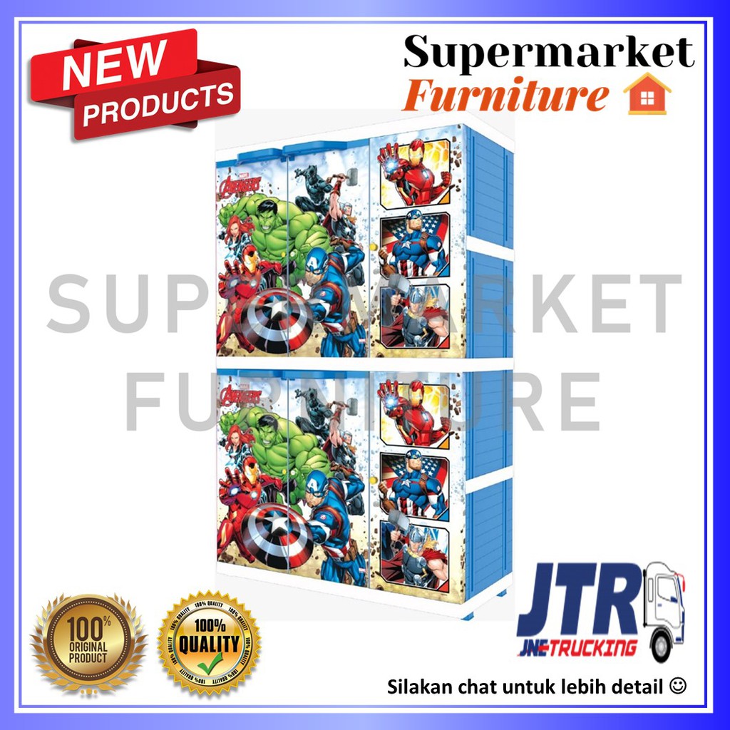 CARGO - LEMARI PLASTIK NAIBA ANAK 3 PINTU LEMARI PAKAIAN PLASTIK RAK JUMBO NAIBA MEGA 2264