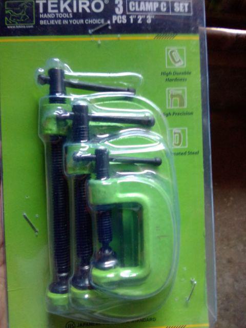 Tekiro Klem Kayu Model C Set 3 Pcs - Clamp C Set 3 Pcs Trkiro Original Kayu Papan Triplek