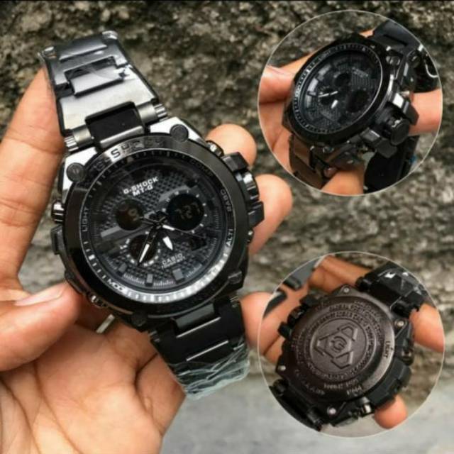 Jam Tangan Pria G Shock Rantai Casio GSTS Gunmetal Black Hitam