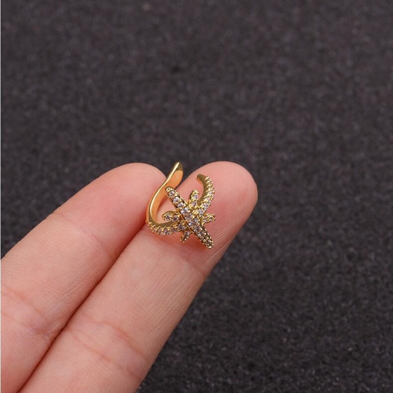 1pc Anting Cuff Tanpa Tindik Desain Keong Hias Cz Adjustable Untuk Wanita