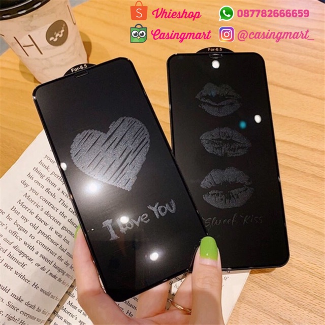 [ vhieshop ] Tempered Glass iph 8plus Anti Gores Iph 11pro max Motif CH