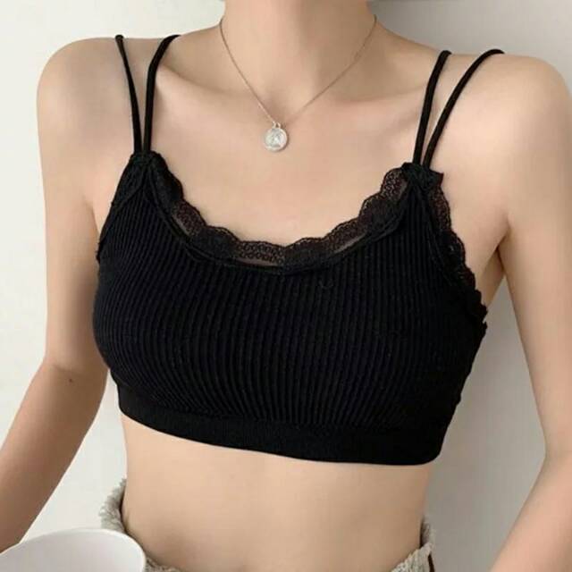 Bralette Bra Wanita Rajut T1933 Tali Bisa Diatur Import Busa Bisa Dilepas Tanpa Kait Belakang