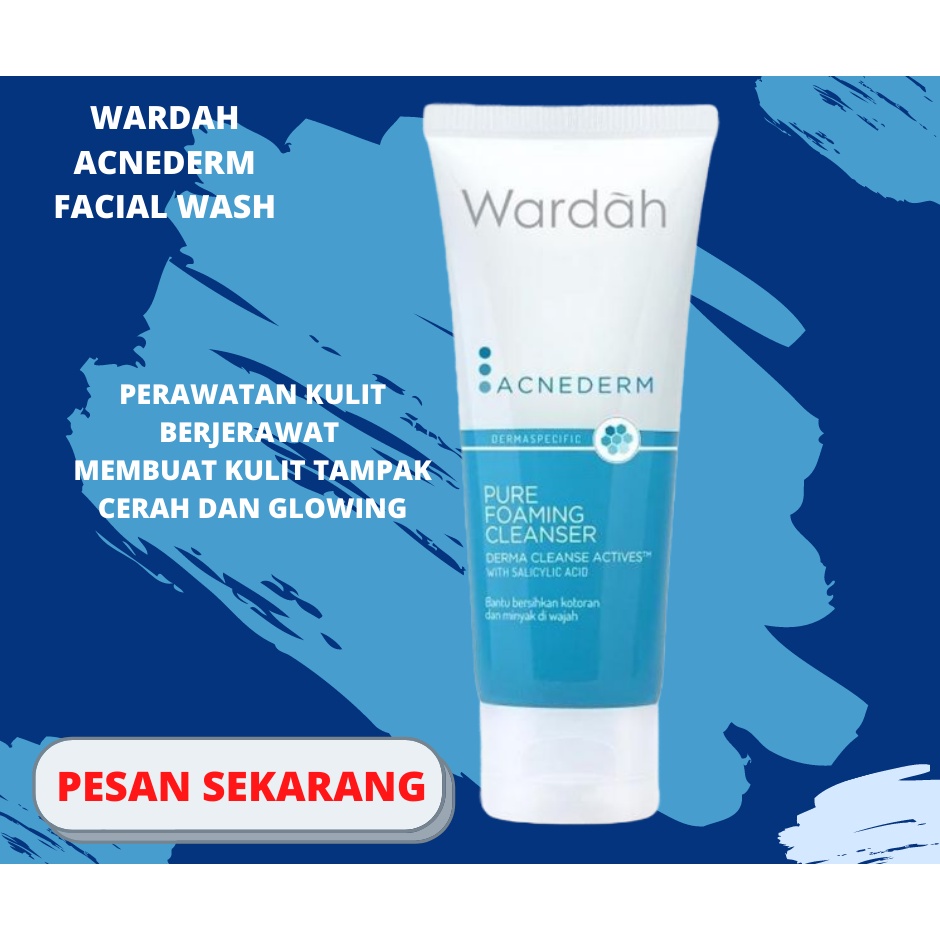 BEST SELLER!! Wardah Acnederm Pure Foaming Cleanser 60 ml - Pembersih Wajah Untuk Bantu Atasi Masalah Kulit Berjerawat