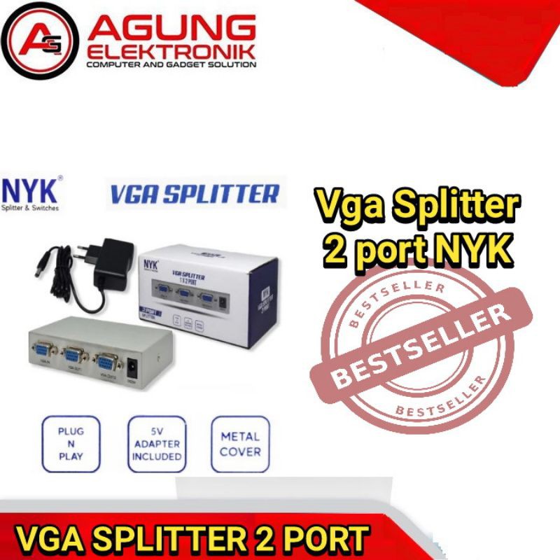 NYK VGA SPLITTER 2 PORT 1 IN 2 OUT PORT BAGUS MURAH [VGA 2PORT SPLITER]