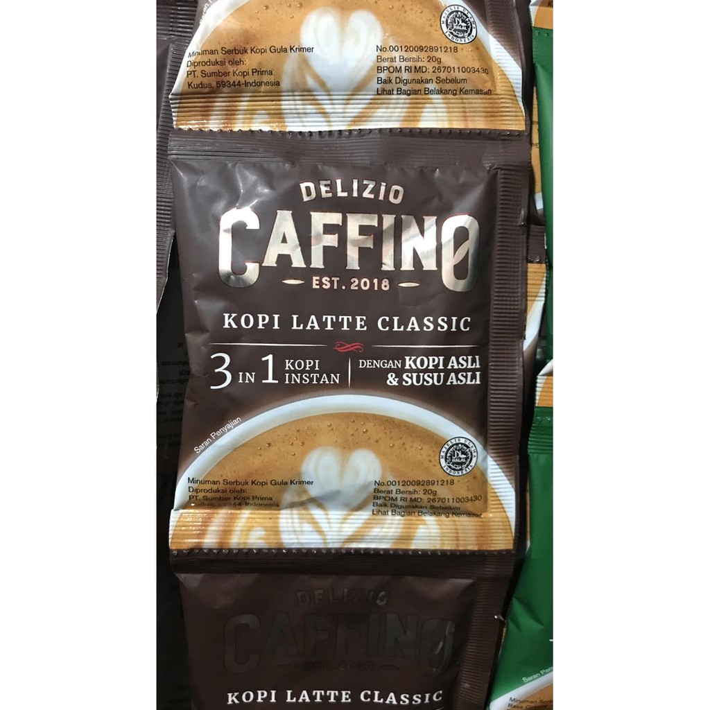 

Delizio Caffino Kopi Latte Classic 3in1 1 Renceng 10 Sachet 20g Coklat BOOM SALE