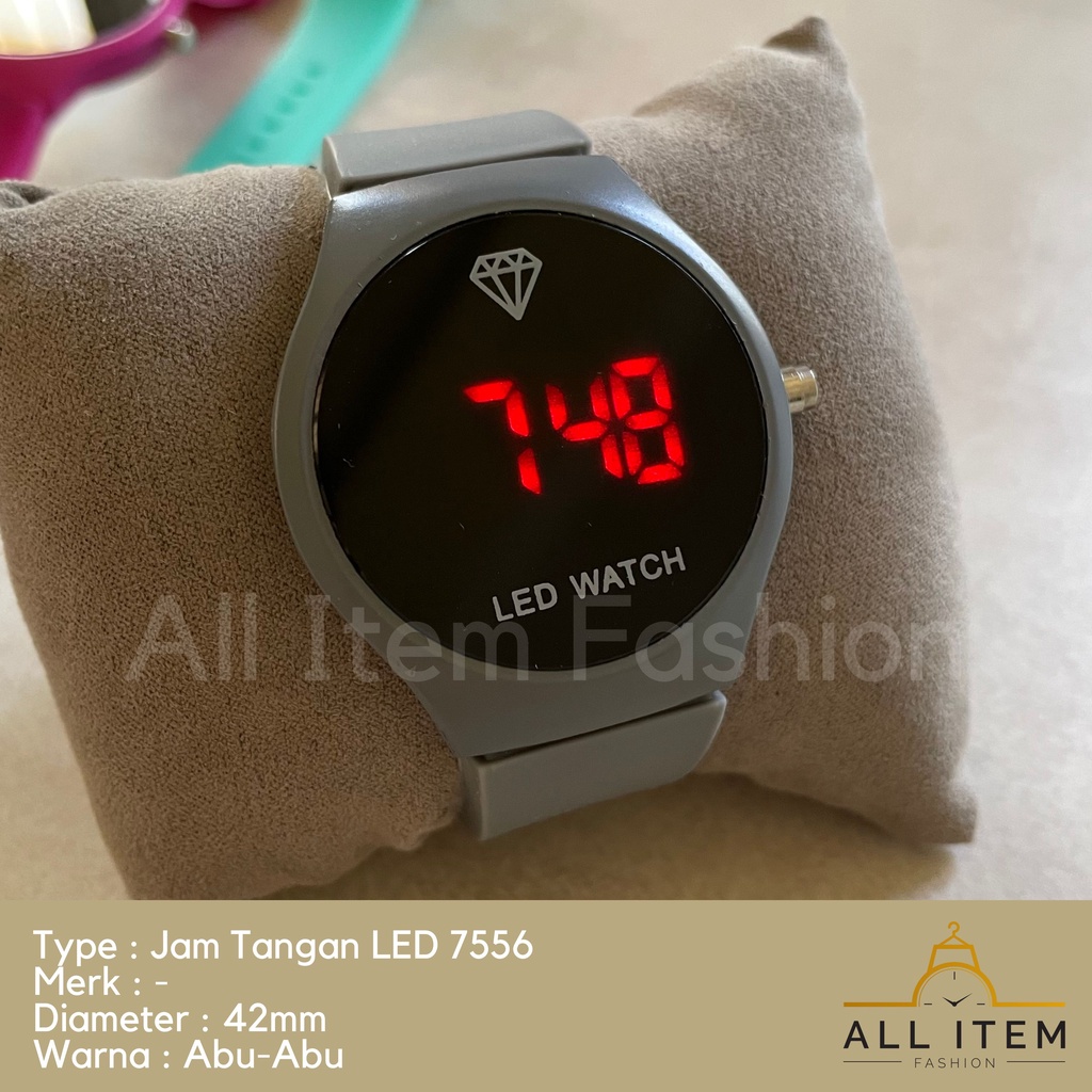 COD✅ Jam Tangan Bulat Digital LED 7556 Rubber Electronic Fashion Pria Wanita / Watches