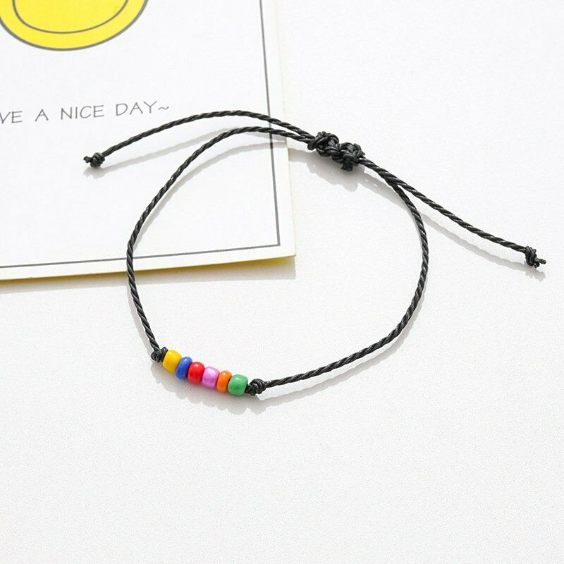 Gelang Keberuntungan Desain Manikmanik Warna Pelangi Gaya Pasangan Untuk Hadiah