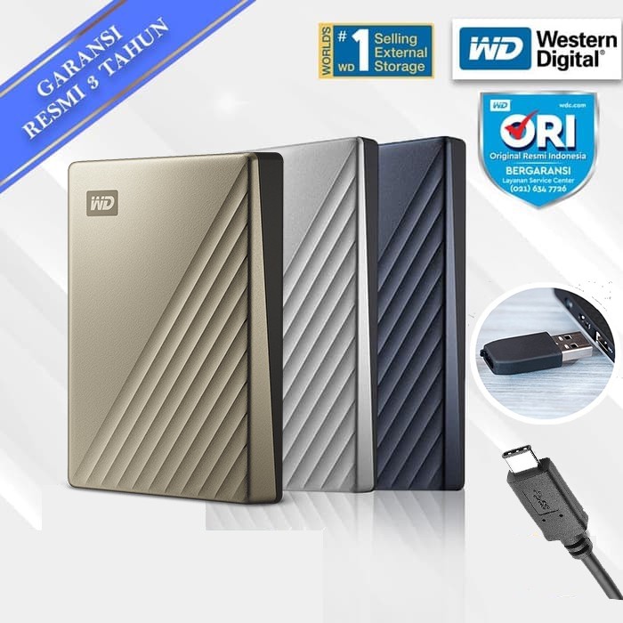 WD My Passport Ultra 2TB - HD Eksternal USB Type-C Garansi Resmi 3 Tahun