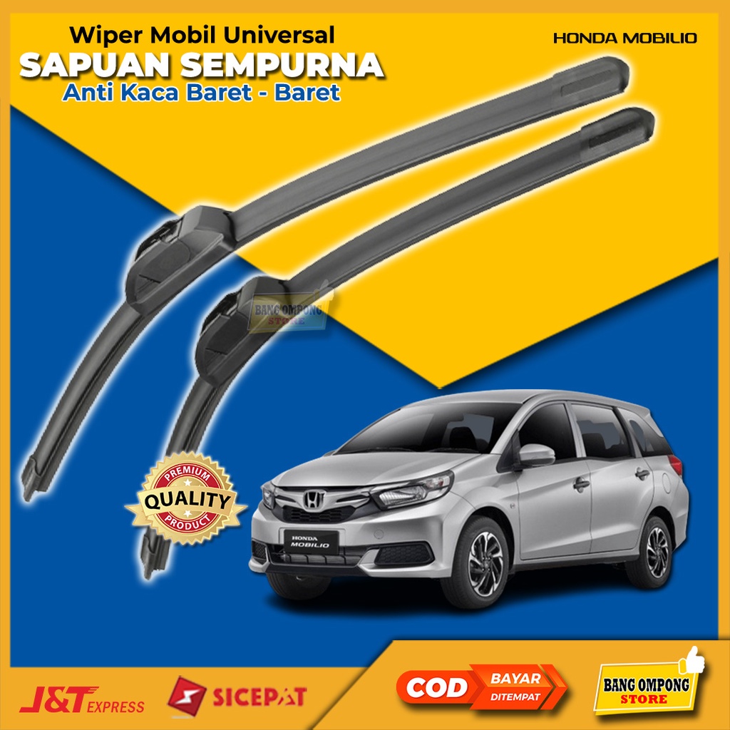 1 Set 2 PCS Wiper Mobil Frameless Honda Mobilio Wifer Kaca Mobil