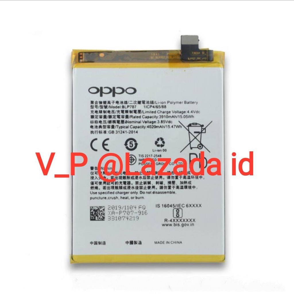 OPPO F11 CPH1913 CPH1911 - Baterai Battery Batre Batrei Batere Batrai Tanam HP OPPO F11 ORIGINAL 100% Model BLP707 BLP-707 BLP 707 ORI