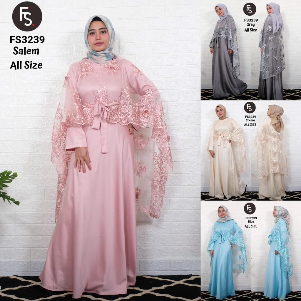 Gamis PEsta ELegant - Velvet Brokat- Gamis Cape Brokat Aluna