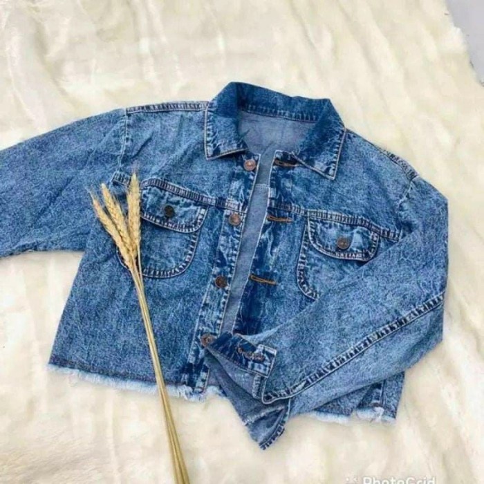 Jaket hoodie sweter denim levis jeans crop rawis wanita premium murah