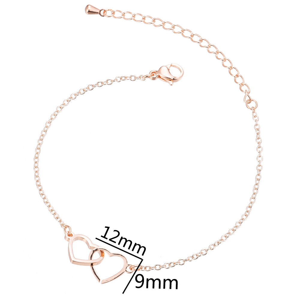 2022 Gelang Tangan Rantai Adjustable Motif Hati Bahan Stainless Steel Warna Silver Untuk Wanita