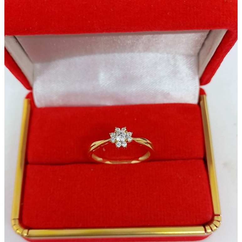 CINCIN PERAK ASLI 925 LAPIS EMAS/CINCIN BUNGA MATA PUTIH/CINCIN ASLI SILVER/CINCIN FASHION