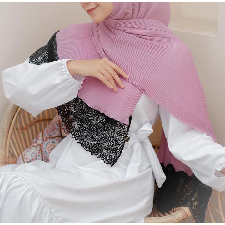 (PROMO) PASHIMNA PLISKET RENDA BRUKAT / PASHMINA PLISKET BROKAT BAHAN DIAMOND PREMIUM