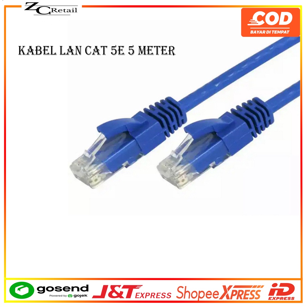 KABEL LAN 5M 5 M CAT 5E / KABEL UTP 5 METER CAT 5 PABRIKAN High Quality pc laptop komputer