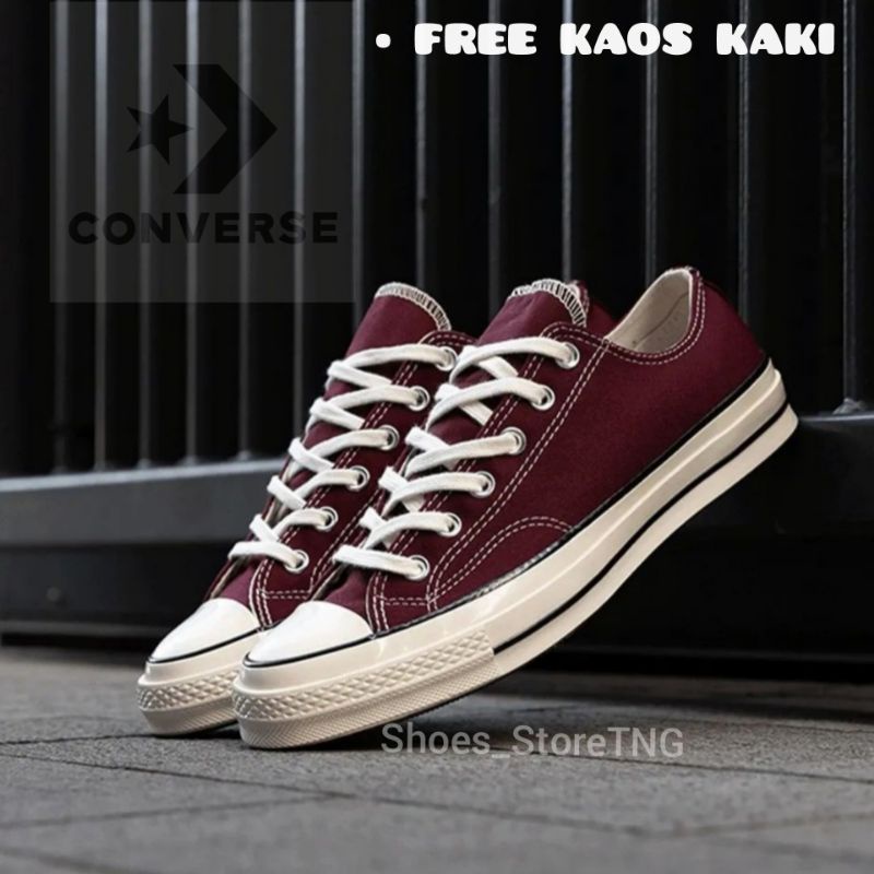 Sepatu Converse 70's Low Merah Maroon/Converse 70s Low Dark Red