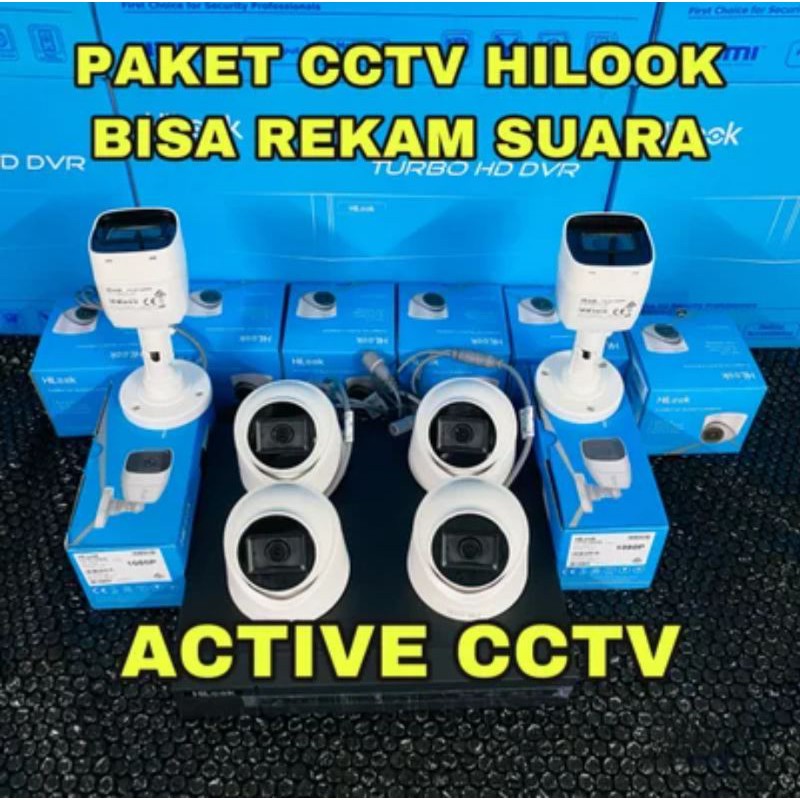 paket camera cctv 6 kamera hilook 2mp audio built in mic 8 channel ch bisa rekam suara