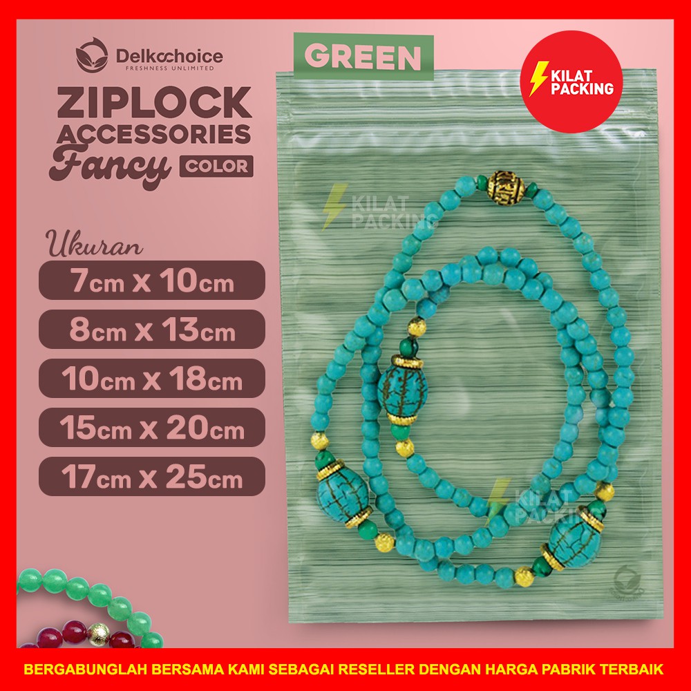 Plastik Klip Kombinasi AKSESORIS / SNACK / BUBUK - Lay Bag Zipper Ziplock VARIAN GREEN LINE SATUAN