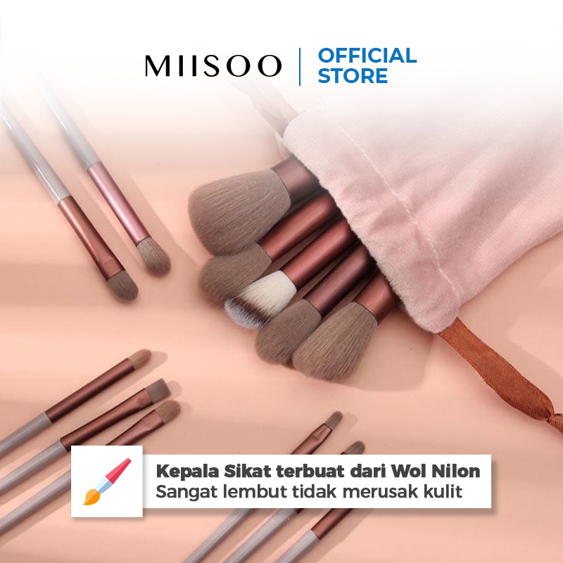 MIISOO Make up Brush Set 13Pcs Kuas Makeup Set Kosmetic Brush Powder Eye Shadow Foundation Blusher Blending Beauty